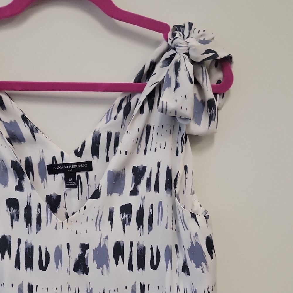 Banana Republic Maxi Dress Blue White Size M - Picture 5 of 10